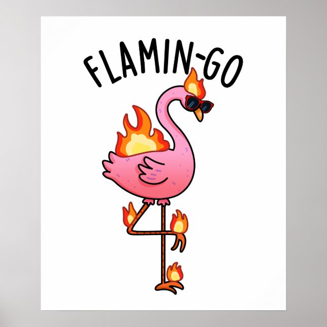Flamin-go Funny Flamingo Pun Poster (Framsidan)