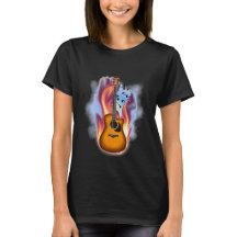 Flamin Guitar och Musik noter T-shirt