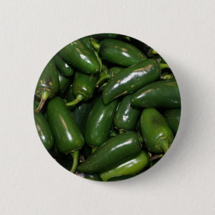 Flamin hettgrönt Jalepeno pepprar konst Knapp