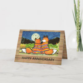 "Flamin' Love" Röd Rävar Romantisk Jubileumskort Kort