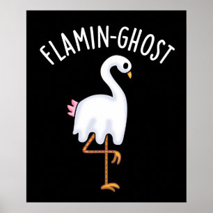 Flamin-spökfunny Flamingo Ghost Pun Mörk BG Poster