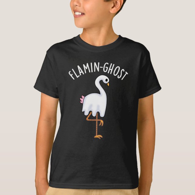Flamin-spökfunny Flamingo Ghost Pun Mörk BG T Shirt (Framsida)