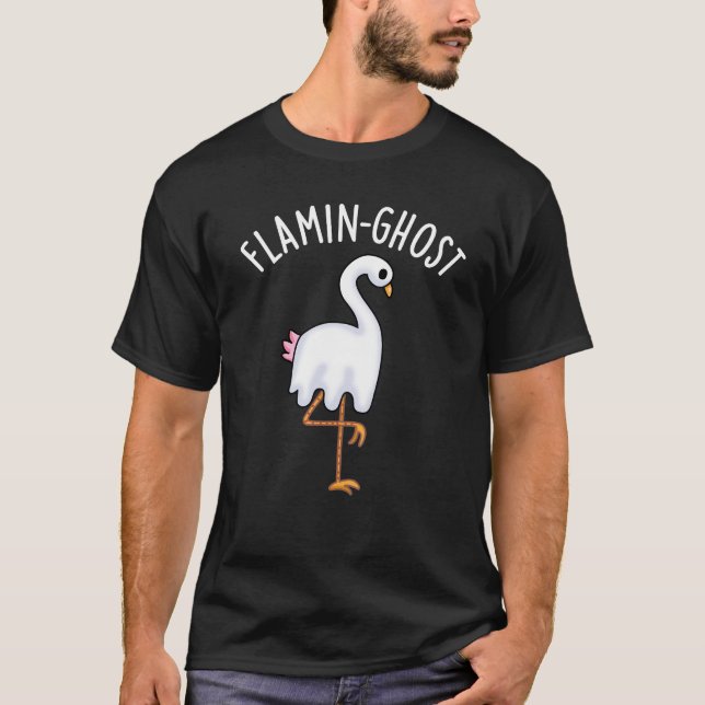 Flamin-spökfunny Flamingo Ghost Pun Mörk BG T Shirt (Framsida)