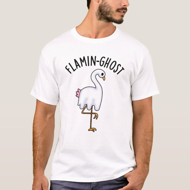 Flamin-spökfunny Flamingo Ghost Pun T Shirt (Framsida)