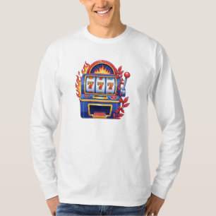 Flaming 777 Jackpot Retro Kasinodesign T Shirt
