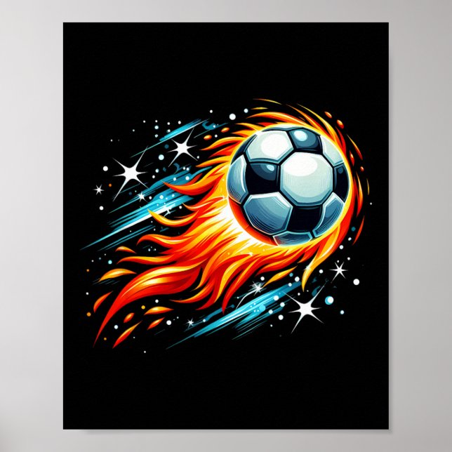 Flaming Asteroid Fotboll Ll  Poster (Framsidan)