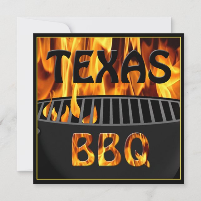 Flaming av Hett Texas BBQ Grill-inbjudan Inbjudningar (Framsida)