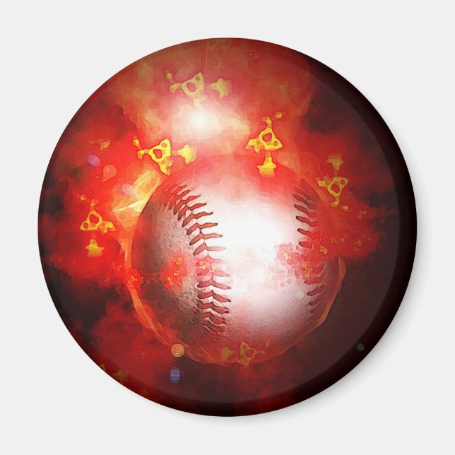 Flaming Baseball Magnet (Framsidan)