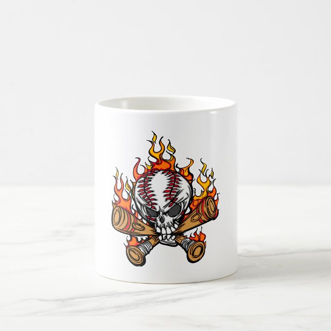 Flaming Baseball Skull Kaffemugg (Skapare uppladdad)