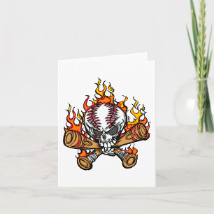 Flaming Baseball Skull Kort