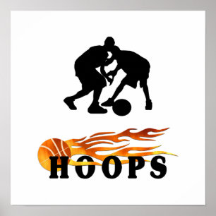Flaming Basketball Ringar Poster