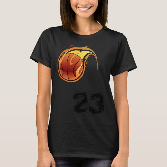 Flaming Basketball with Number 23 on the Front and T Shirt (Framsida)
