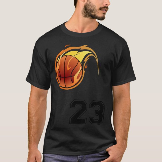 Flaming Basketball with Number 23 on the Front and T Shirt (Framsida)