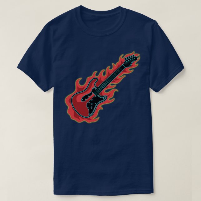Flaming Bass Guitar T Shirt (Design framsida)