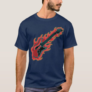 Flaming Bass Guitar T Shirt