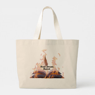 Flaming Book Jumbo Tote Bag - Läs Dröm Upprepa Tygkasse