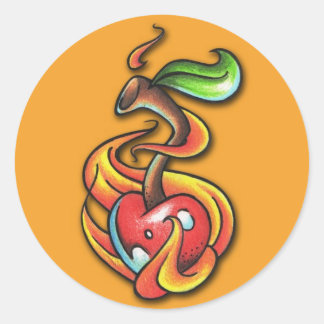 Flaming Cherry - Sticker Runt Klistermärke