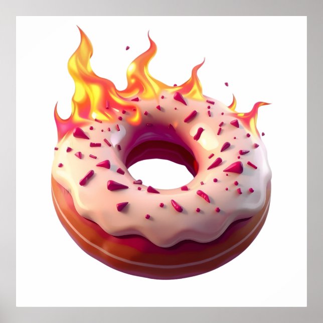 Flaming Donut with White Frosting and Sprinkles Poster (Framsidan)