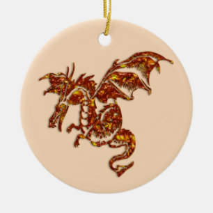 Flaming Dragon Julgransprydnad Keramik