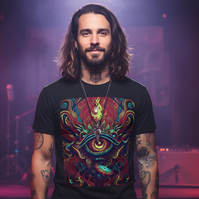 Flaming Eye Visionär Konst Psykedelisk T-Shirt (Skapare uppladdad)