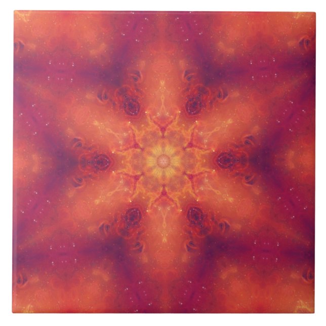 Flaming Fiery Phoenix Burning Snowflake Kakelplatta (Framsidan)