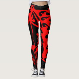 Flaming Fire Red Bronco Mustang Vild Horse Leggings