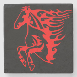 Flaming Fire Red Bronco Mustang Vild Horse Stenunderlägg