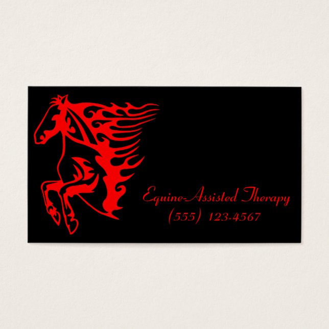 Flaming Fire Red Bronco Mustang Vild Horse Visitkort (Framsidan)