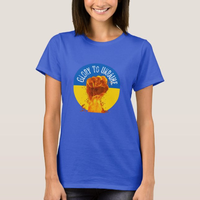 Flaming Fist Ukraina Flagga Motstånd  T Shirt (Framsida)
