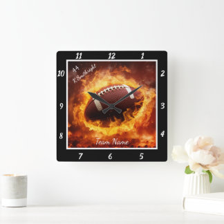 Flaming Football Sportklocka Fyrkantig Klocka