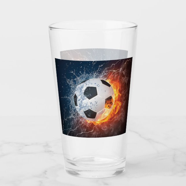Flaming fotboll/träningsboll kastkudde glaskopp (Framsida)