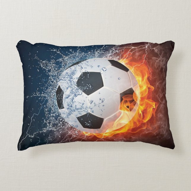 Flaming fotboll/träningsboll kastkudde prydnadskudde (Framsidan)