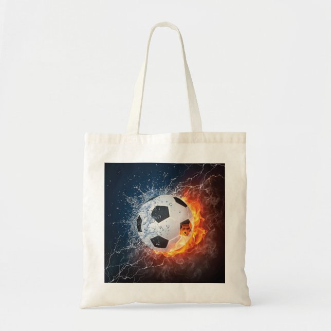 Flaming fotboll/träningsboll kastkudde tygkasse (Framsidan)