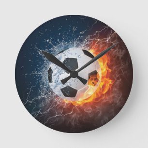 Flaming fotboll/träningsboltkast kudd rund klocka