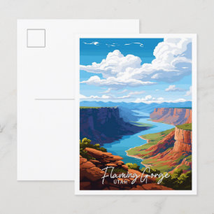 Flaming Gorge Utah Art Travel Vintage illustration Vykort