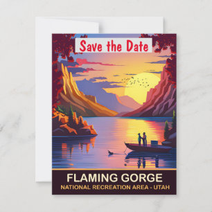 Flaming Gorge Utah Canyon Bröllopsinbjudan Spara Datumet