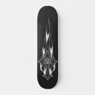 Flaming Goth Skull Kor Skateboard Bräda 20,5 Cm