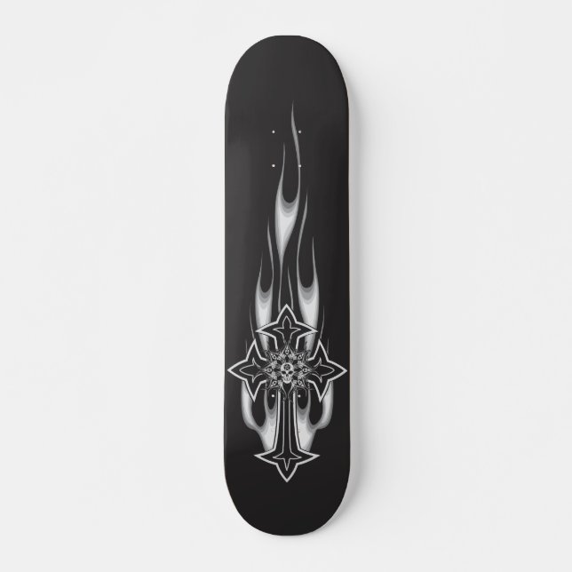 Flaming Goth Skull Kor Skateboard Bräda 20,5 Cm (Framsida)