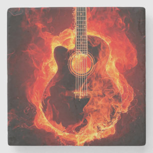 Flaming Guitar-bild Stenunderlägg