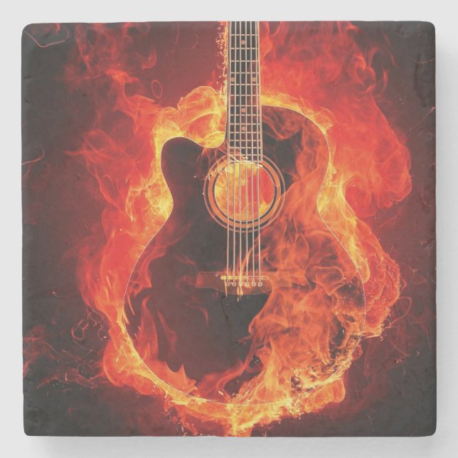 Flaming Guitar-bild Stenunderlägg (Framsidan)