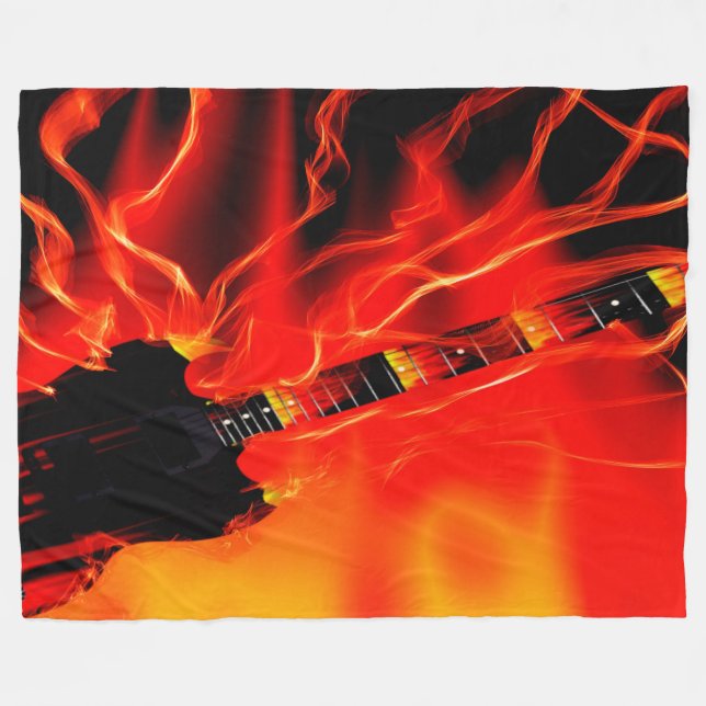 Flaming Guitar Fleecefilt (Framsidan (Horisontell))