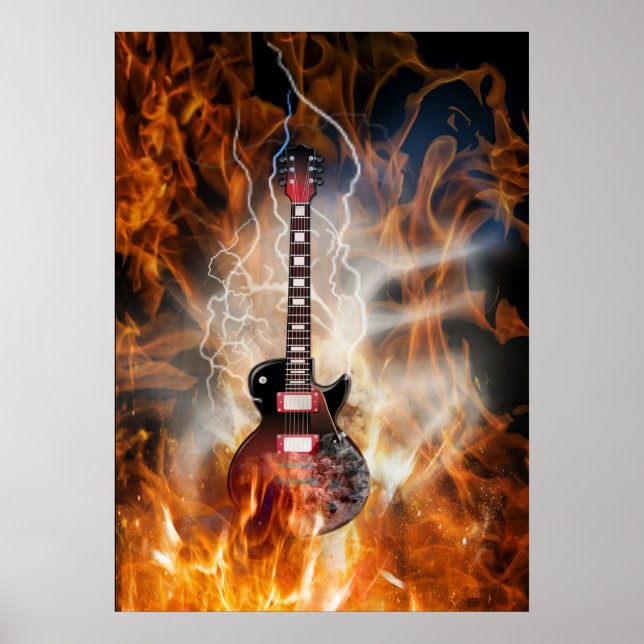 Flaming Guitar Poster (Framsidan)