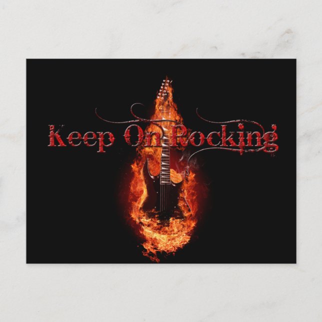 Flaming Guitar Vykort (Framsida)