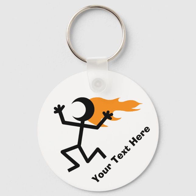 Flaming Head Stickman Nyckelring (Baksida)