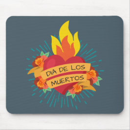 Flaming Heart Dia de los Muertos | Mousepad Musmatta