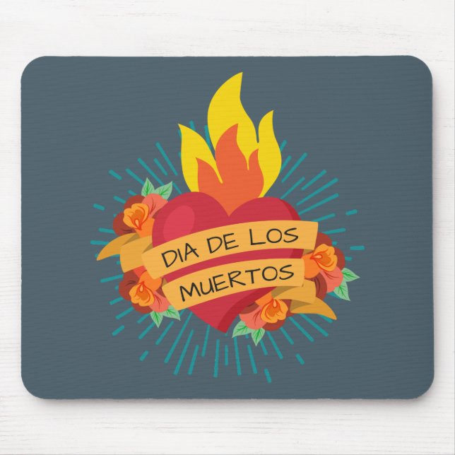 Flaming Heart Dia de los Muertos | Mousepad Musmatta (Framsidan)