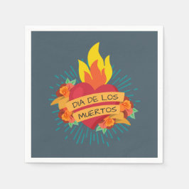 Flaming Heart Dia de los Muertos | Napkin Pappersservett