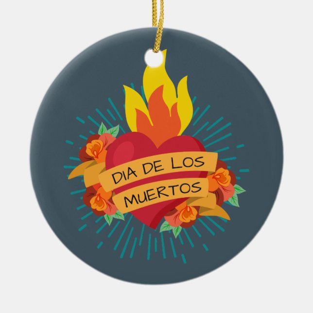 Flaming Heart Dia de los Muertos | Ornament (Framsidan)
