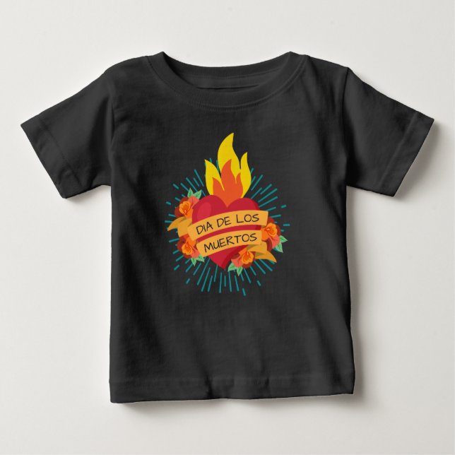 Flaming Heart Dia de los Muertos | Shirt T (Framsida)