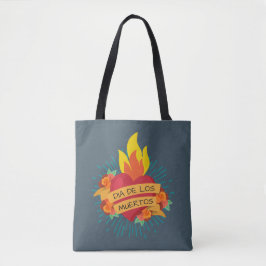 Flaming Heart Dia de los Muertos | Tote Bag Tygkasse